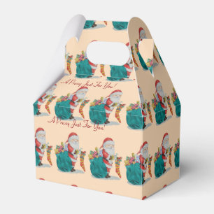 traditional cute santa getting ready for christmas favour box