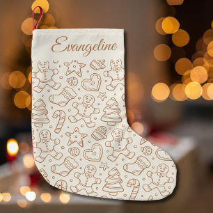 Traditional Cute Vintage Christmas Name Beige Small Christmas Stocking