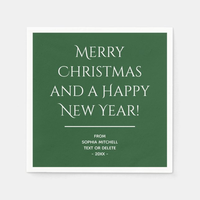 Traditional - Dark Green - Merry Christmas Napkins (Front)