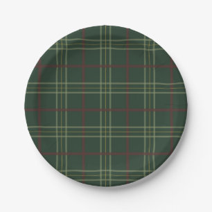 Traditional Dark Green Plaid  Paper Plate