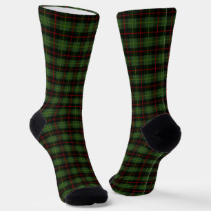 Traditional dark green red tartan plaid pattern socks