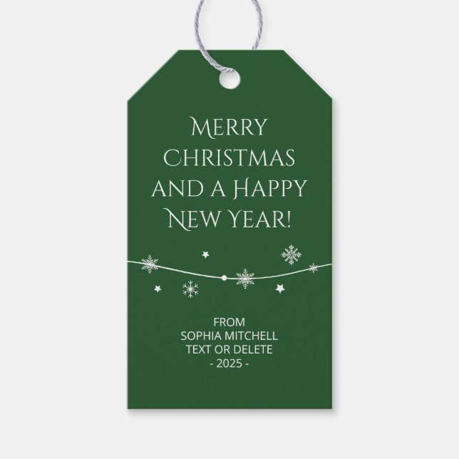 Traditional - Dark Green - Snowflake Gift Tags (Front)