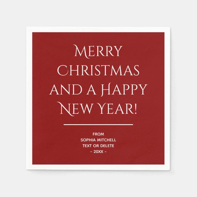 Traditional - Dark Red - Merry Christmas Napkins (Front)