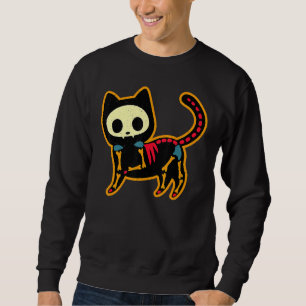 Traditional Day Of The Dead Mexico Sugar Skull Cat Sweatshirt