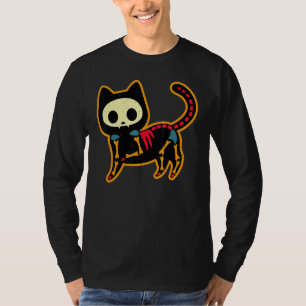 Traditional Day Of The Dead Mexico Sugar Skull Cat T-Shirt