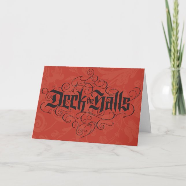 Traditional DECK THE HALLS Calligraphy Christmas Holiday Card (Front)