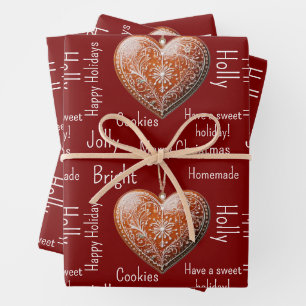 Traditional Decorated Christmas Cookie Wrapping Paper Sheet