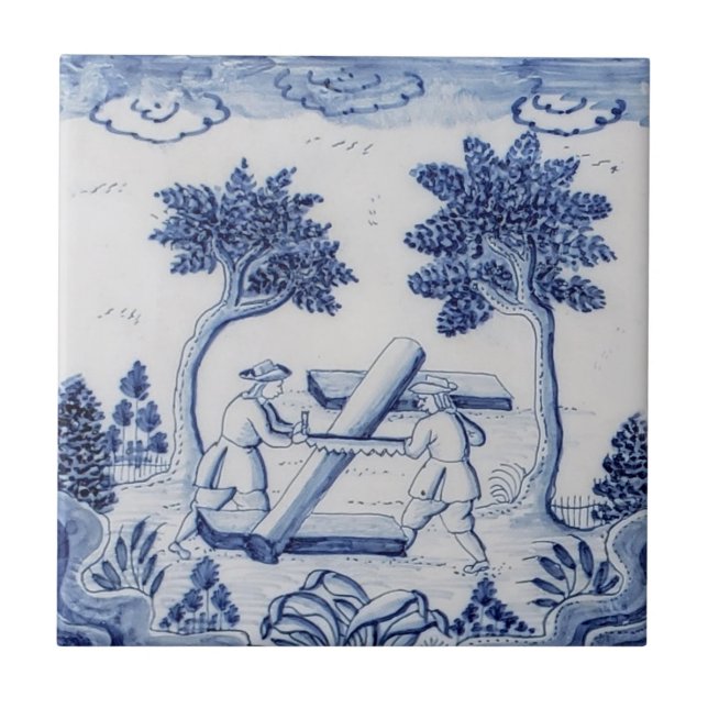 Traditional Delft Tile with Carpenters-33 (Front)