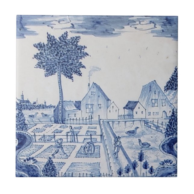 Traditional Delft Tile with Country Estate-32 (Front)