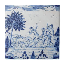 Traditional Delft Tile with Hunters-28