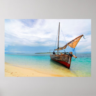 Traditional Dhow, Zanzibar, Tanzania Poster