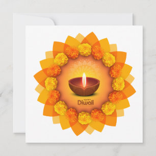 Traditional Diwali Diya Marigold Festival of Light Holiday Card
