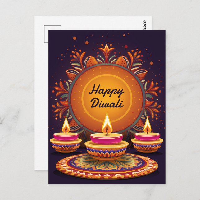 Traditional Diwali with Diyas Postcard (Front/Back)