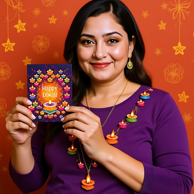 Traditional Diwali with Diyas Postcard (Traditional Diwali with Diyas Postcard with custom text)