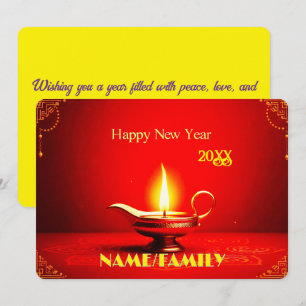 Traditional Diya Lamp – Elegant Happy New Year Holiday Card