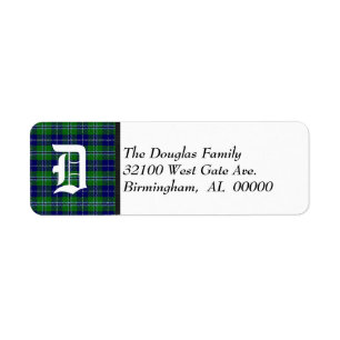 Traditional Douglas Tartan Plaid Monogram Return Address Label