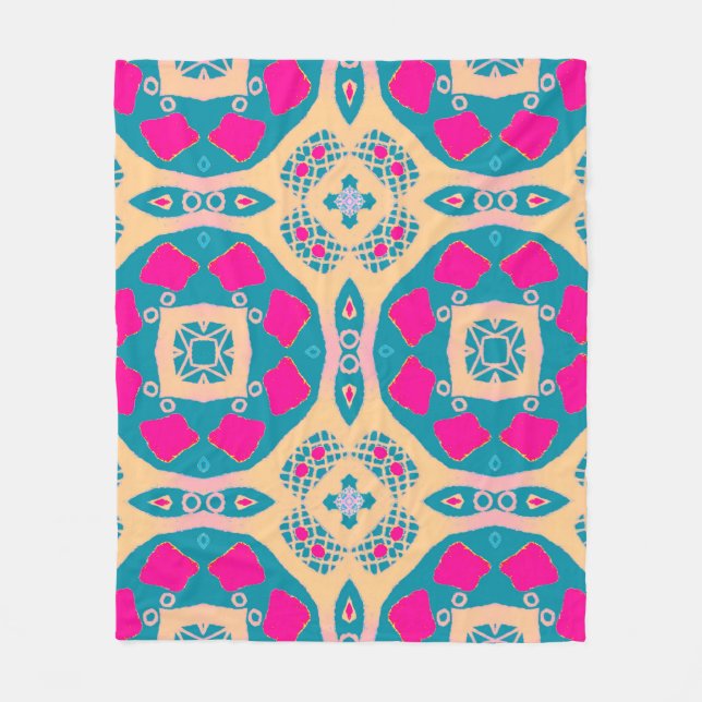 Traditional drawing. Repeat Peruvian Patchwork. Ti Fleece Blanket (Front)