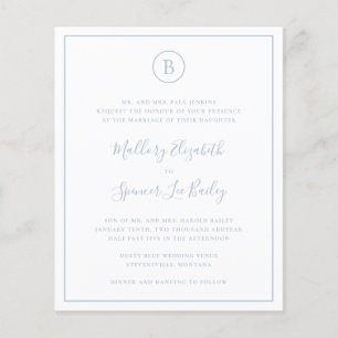 Traditional Dusty Blue Budget Wedding Invitation Flyer