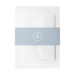Traditional Dusty Blue Elegant Wedding Invitation Belly Band