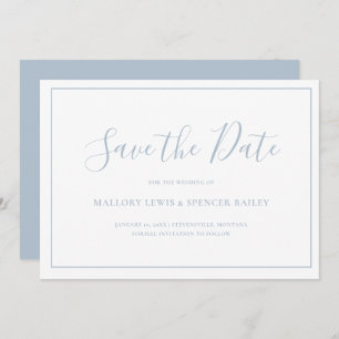 Traditional Dusty Blue Elegant Wedding Save The Date