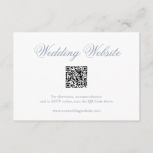 Traditional Dusty Blue Formal QR Code Wedding Enclosure Card