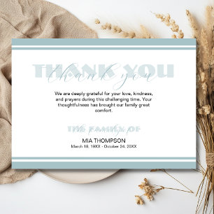 Traditional Dusty Blue Lines Memorial Thank You Card