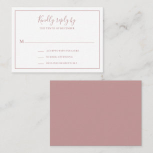 Traditional Dusty Rose Pink Mini Wedding RSVP Card
