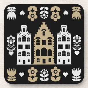 Traditional Dutch Folk Art Print Coaster