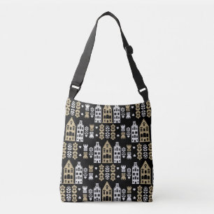 Traditional Dutch Folk Art Print Crossbody Bag