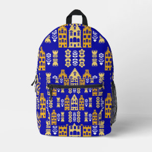 Traditional Dutch Folk Art Print Printed Backpack