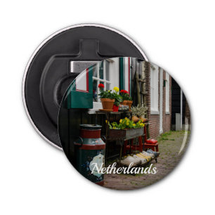 Traditional Dutch wooden shoes on street Bottle Opener