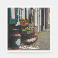 Traditional Dutch wooden shoes on street