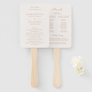 Traditional Earthy Neutral Elegant Wedding Program Hand Fan