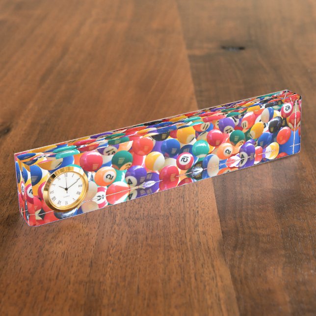 Traditional Eightball Colours, Name Plate Clock (Side)