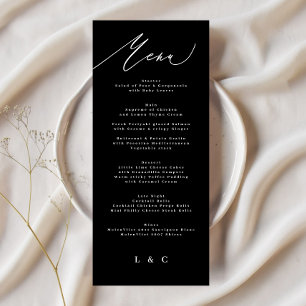 Traditional Elegant Black White Calligraphy Menu