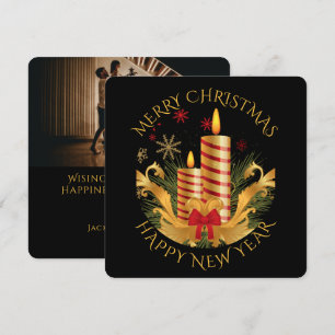 Traditional Elegant Candle Holiday Photo Christmas Card