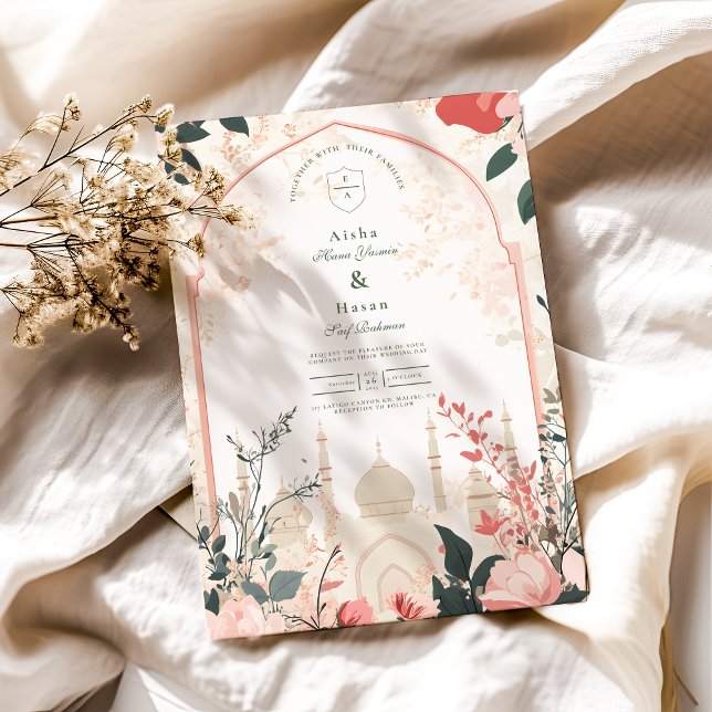 Traditional Elegant Floral Islamic Wedding Invitation (Creator Uploaded)
