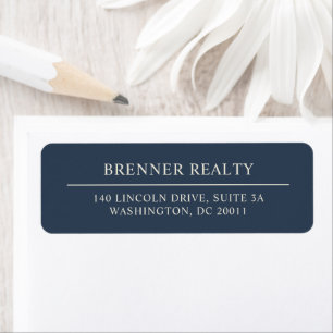 Traditional Elegant Navy Blue Return Address Return Address Label