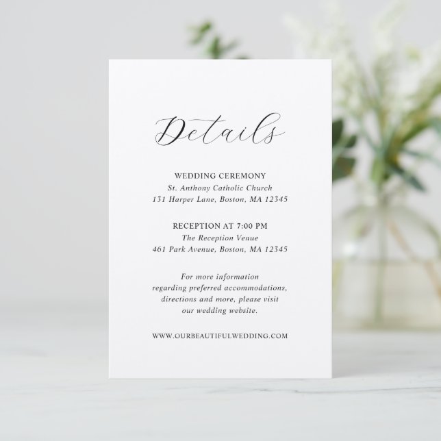 Traditional Elegant Wedding Enclosure Card (Standing Front)