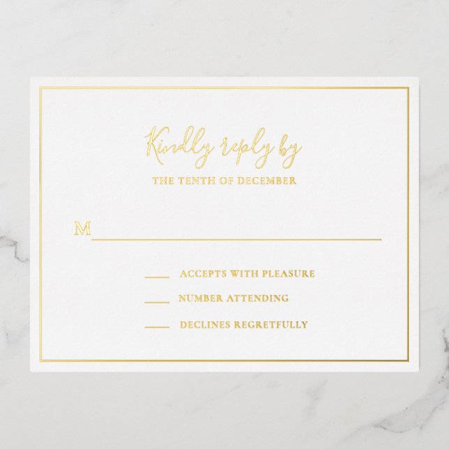Traditional Elegant Wedding Foil RSVP Card (Front)
