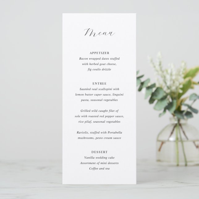 Traditional Elegant Wedding Menu (Standing Front)
