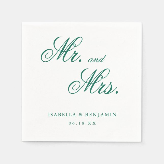 Traditional Emerald Green Formal Elegant Wedding Napkin (Front)