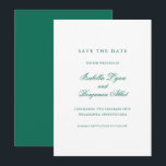 Traditional Emerald Green Formal Elegant Wedding Save The Date<br><div class="desc">Elegant non photo Save the Date Card with traditional wording.  Your names are in calligraphy and your details are in a serif font.  All text is a jewel tone emerald green over a white background.  This classic style Save the Date without pictures is perfect for a formal wedding.</div>