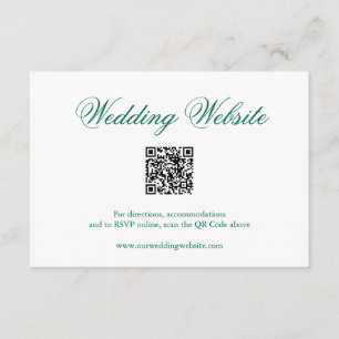 Traditional Emerald Green Formal QR Code Wedding Enclosure Card