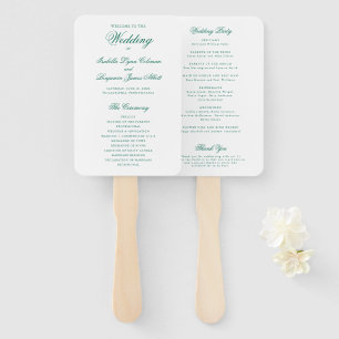 Traditional Emerald Green Formal Wedding Program Hand Fan