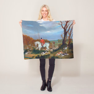 Traditional English Fox Hunt Sports Dog Fleece Blanket