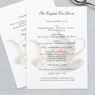 Traditional English Tea Room Classic China Teapot Menu