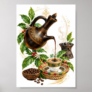 Traditional Ethiopian Coffee Ceremony Wall Art Pos