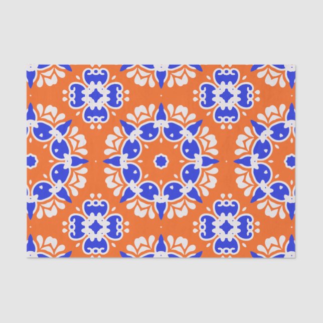 Traditional Ethnic Folk Print Mosaic Motif Pattern Tissue Paper (Front)