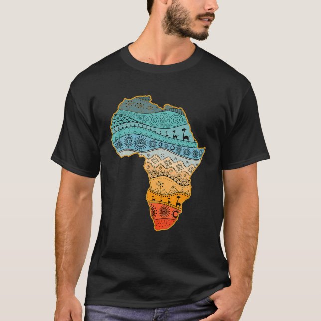Traditional Ethnic Pride African Map Dashiki Patte T-Shirt (Front)